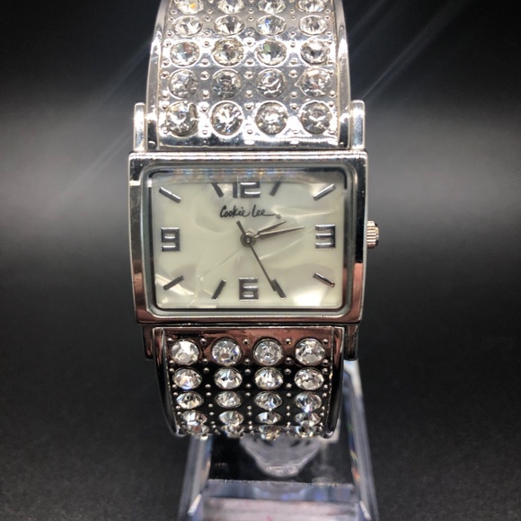 Cookie Lee Silver Bracelet Watch with Crystal Details Cookie Lee Wristwatches for sale | eBay main image 3